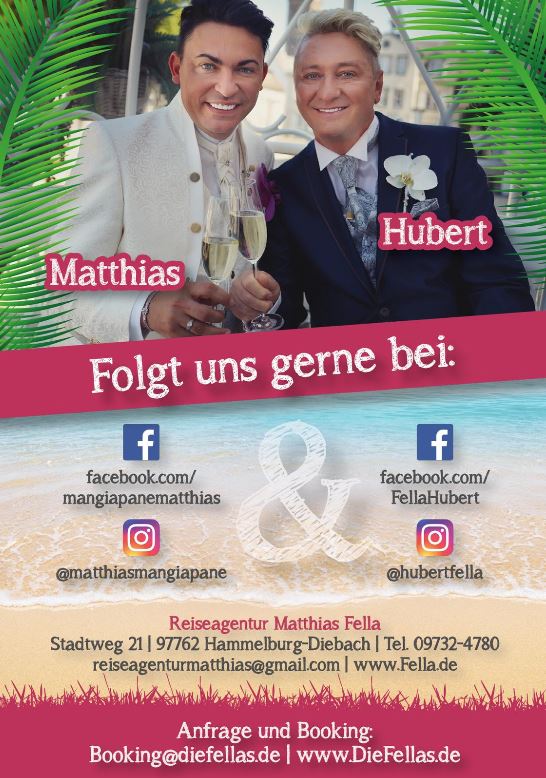 Autogrammkarte Die Fellas Hubert und Matthias Fella Hammelburg 1.Seite